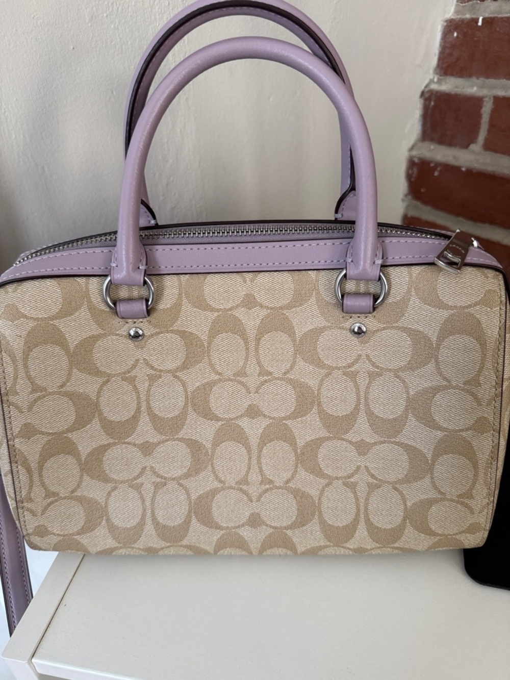 Coach Medium Rowan Satchel with Lavender Trim - Excellent Condition - Picture 3 of 5